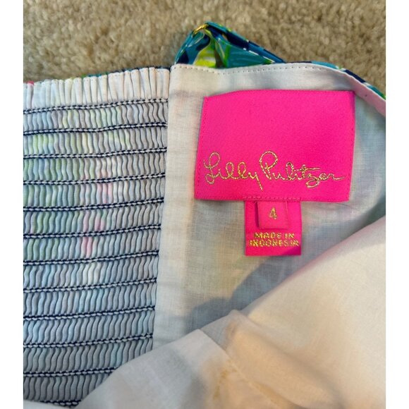 Lilly Pulitzer Women's Blue Floral Tropical Leopard Print Fit & Flare Sundress 4 - Picture 6 of 12